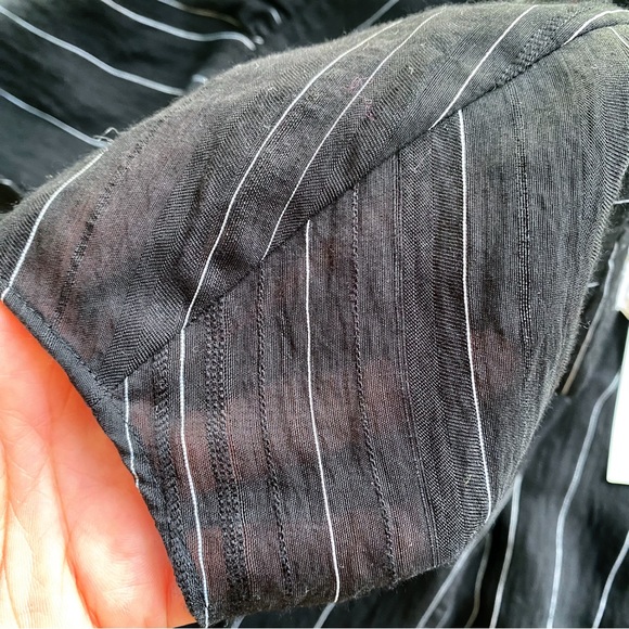 🖤 PLUS VINCE BLACK WHITE STRIPE LOOSE FIT V-NECK SHORT SLEEVE TOP/TUNIC! - Picture 7 of 16